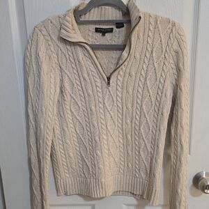 Cable & Gauge Cream Cable Knit Half-Zip Sweater